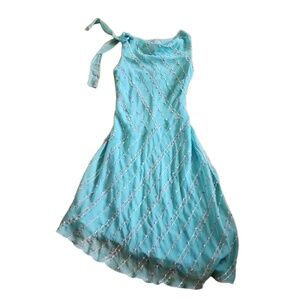 Girl Codo‎ Heart Sleeveless Dress Size 8 Light Blue Beaded Asymmetrical Bohemian